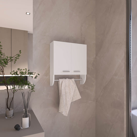 Optim Medicine Cabinet with towel holder 17.4" Wide Medice Cabinet Organizer with Two interior Shelves and Tower Holder for Bathroom, Kitchen, Mudroom