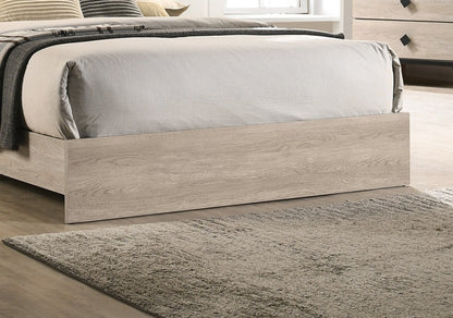 Elegant Cream California King Bed with Gray V-Design Headboard - Premium Rubberwood Frame