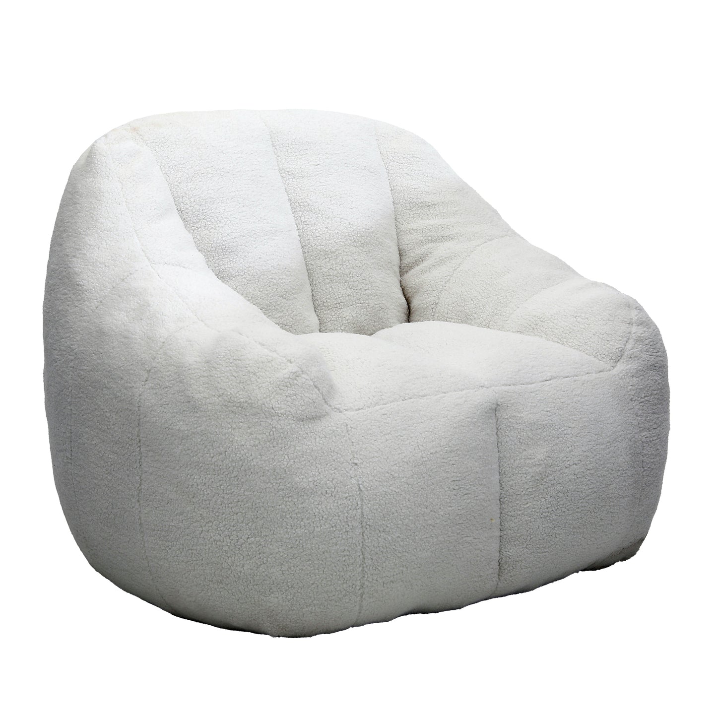 Large Tufted Memory Foam Bean Bag Chair with Plush Faux Fur, Backrest, Dorm Room 37.4x33.9x32.3 in White