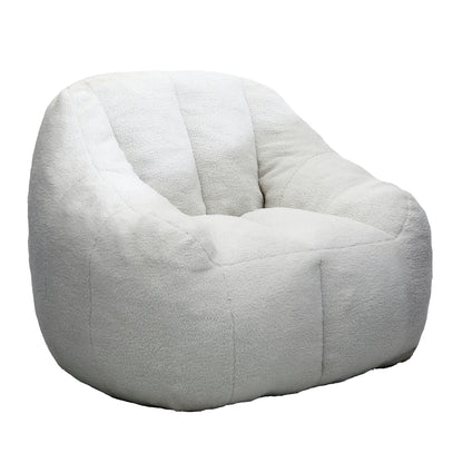 Large Tufted Memory Foam Bean Bag Chair with Plush Faux Fur, Backrest, Dorm Room 37.4x33.9x32.3 in White