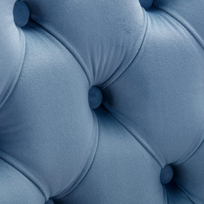 26 Inch Counter Height Bar Stools Set 2 Light Blue Velvet