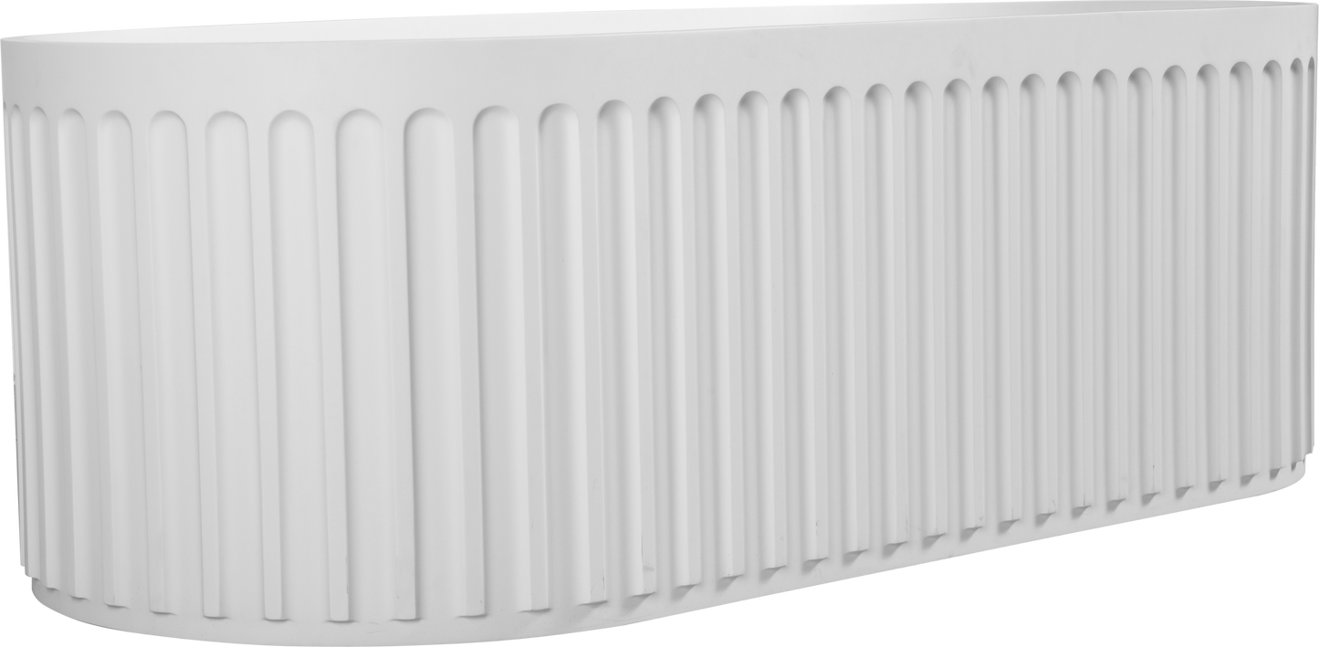 67-Inch Luxury Solid Surface Freestanding Bathtub in Matte White with Overflow and Pop-Up Drain, Engineered Stone Resin