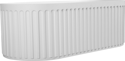 67-Inch Luxury Solid Surface Freestanding Bathtub in Matte White with Overflow and Pop-Up Drain, Engineered Stone Resin