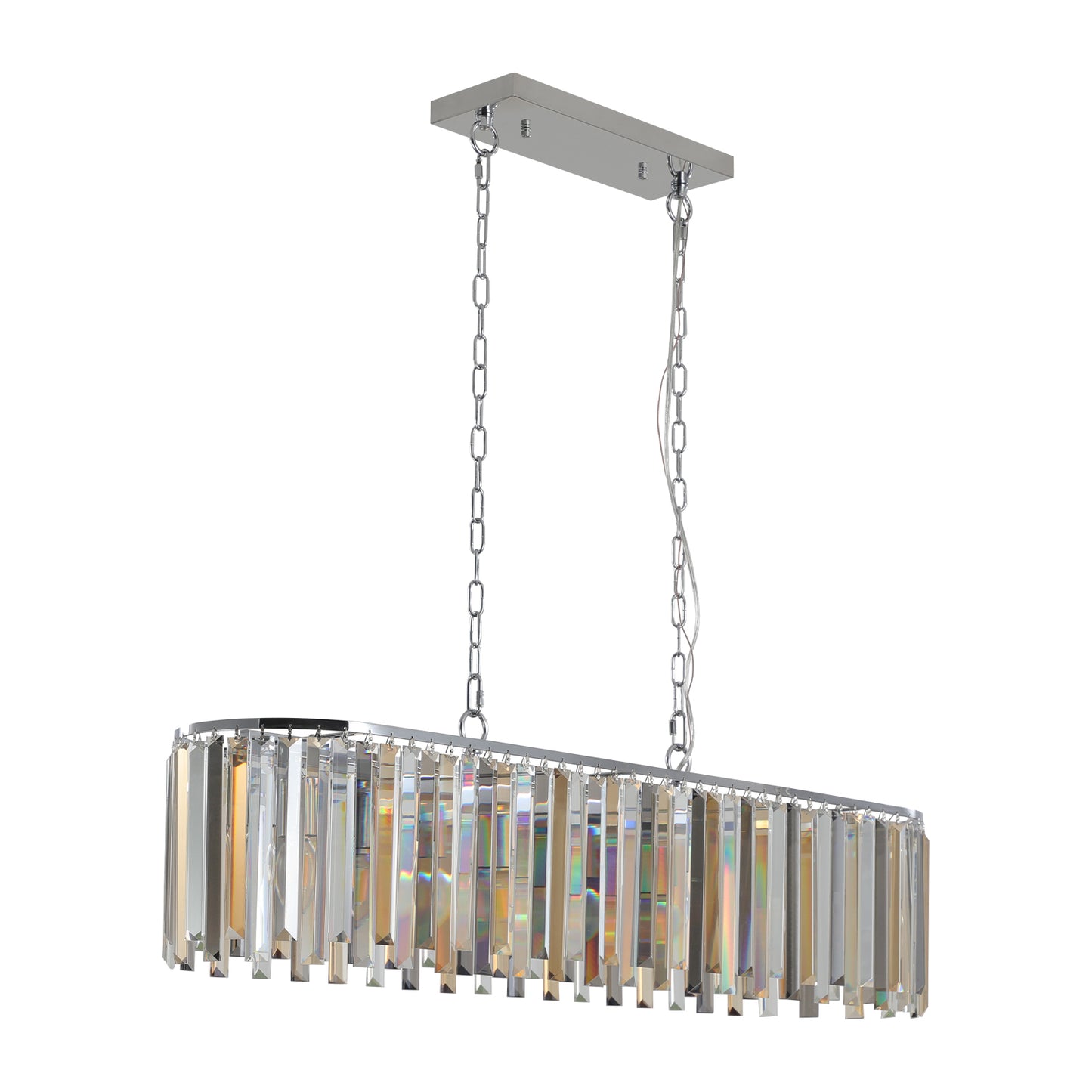 Modern Oval Crystal Chandelier for Dining Room, 39in L x 9.8in W, 8-Light, K9 Crystal, Chrome