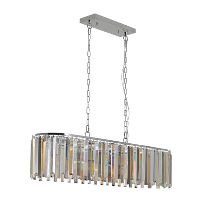 Modern Oval Crystal Chandelier for Dining Room, 39in L x 9.8in W, 8-Light, K9 Crystal, Chrome