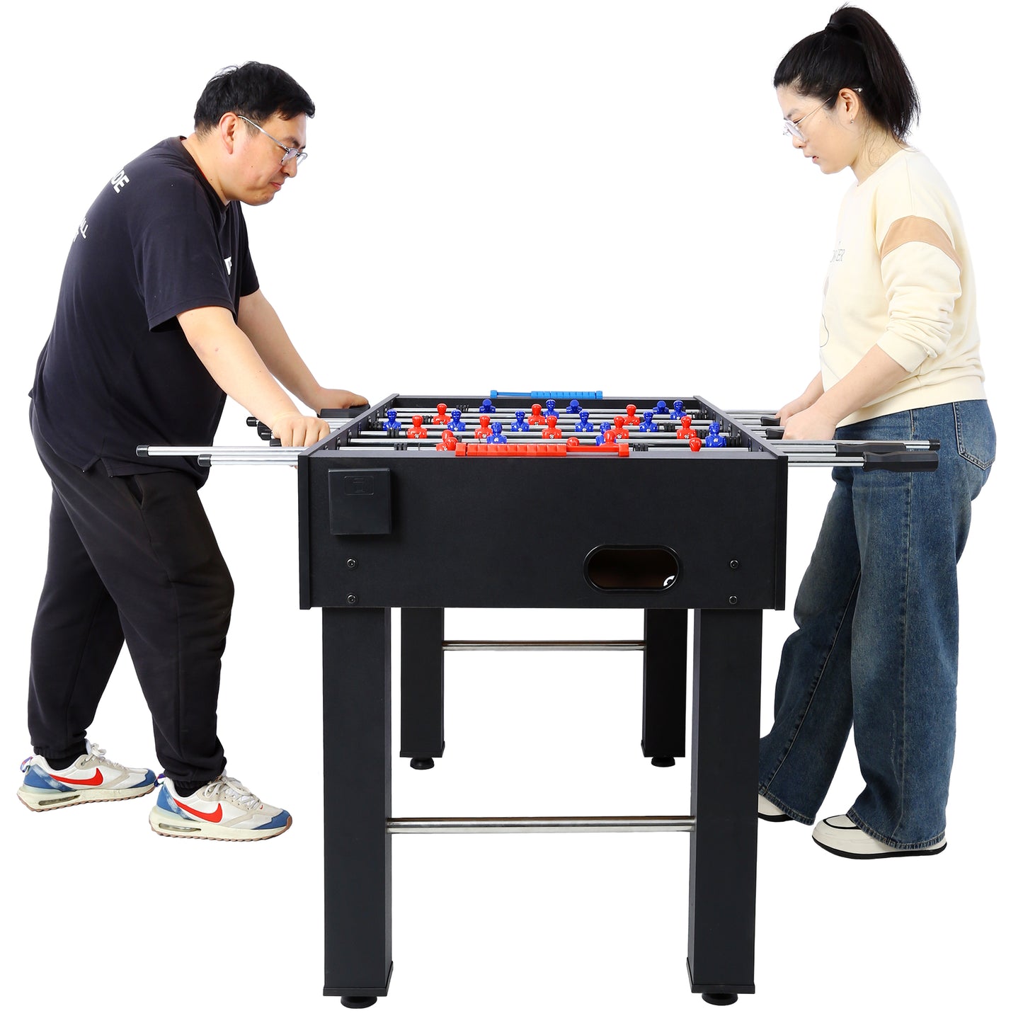 54-Inch Foosball Table for Family Game Room, Analog Scoring, Durable MDF + Steel Rods, Light Cherry Finish