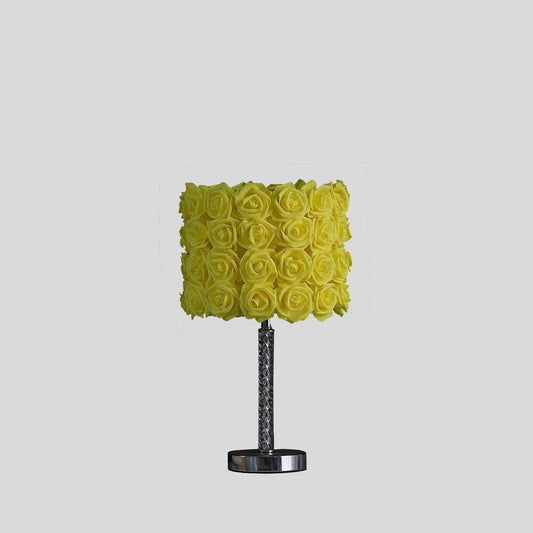 18.25-Inch Table Lamp with Acrylic/Metal Body, Drum Shade, E26 Socket, 110-120V, 80W Max, Switch, UL Listed, Yellow