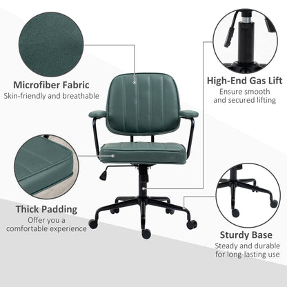 Adjustable Green Home Office Chair with Tilt Function and Lumbar Support