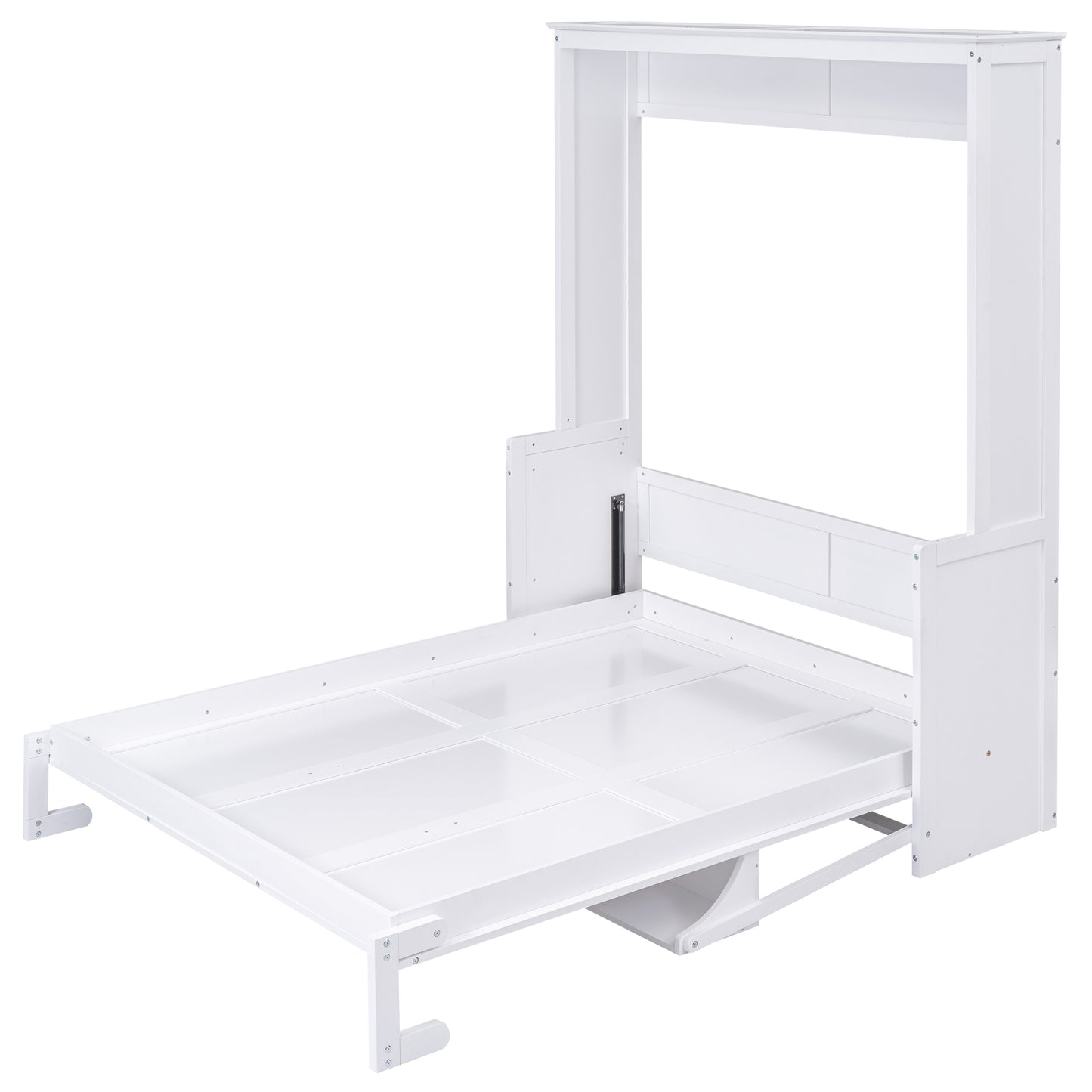 Versatile Queen Murphy Bed with Integrated Shelf in White