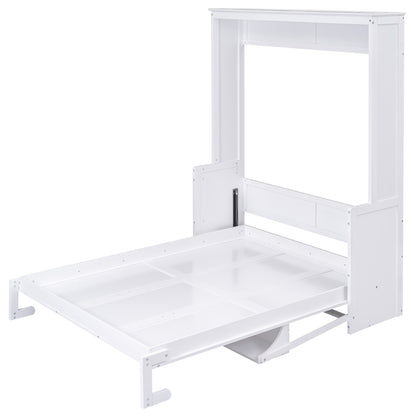 Versatile Queen Murphy Bed with Integrated Shelf in White