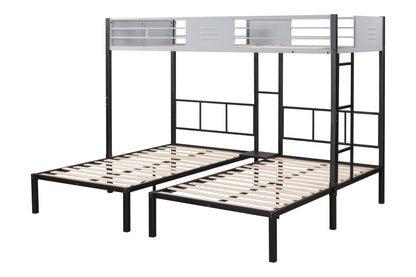 Space-Saving Triple Bunk Bed with Safety Guardrails and Versatile Design