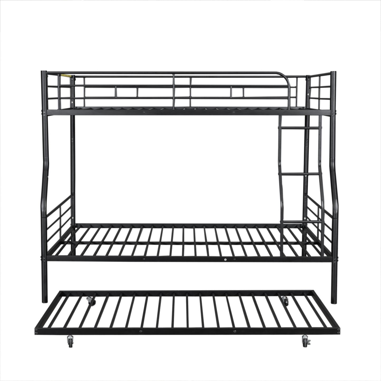 Stylish Black Full XL Over Queen Metal Bunk Bed with Trundle for Optimal Space Utilization