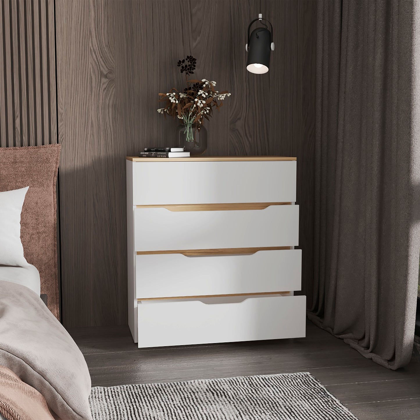Modern California 4-Drawer Dresser with Stylish Top Surface