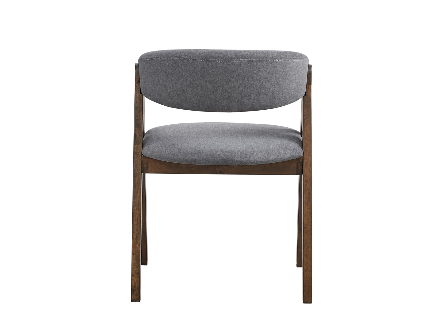 Set of 2 Modern Scandinavian Dining Chairs with Cushioned Seats, Gray Fabric, Walnut Finish, Gray