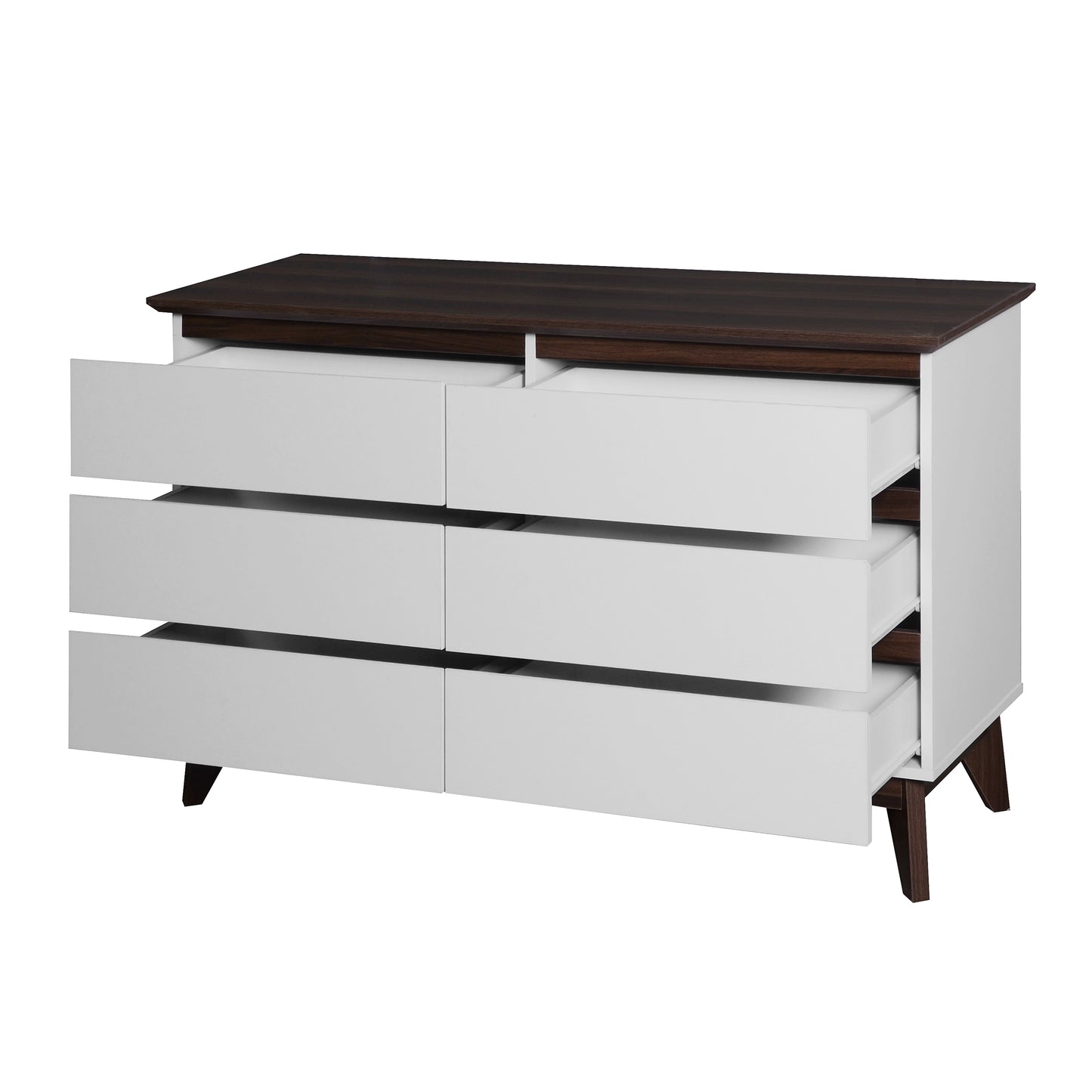 Modern 6-Drawer White Dresser for Bedroom and Living Room, Multi-Functional Storage Chest with Spacious Drawers, 47.2'' W x 15.74'' D x 30.7'' H