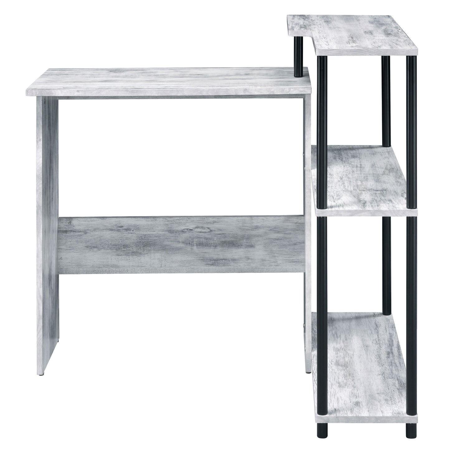 Antique Black and Grey Writing Desk with Integrated Bookshelf