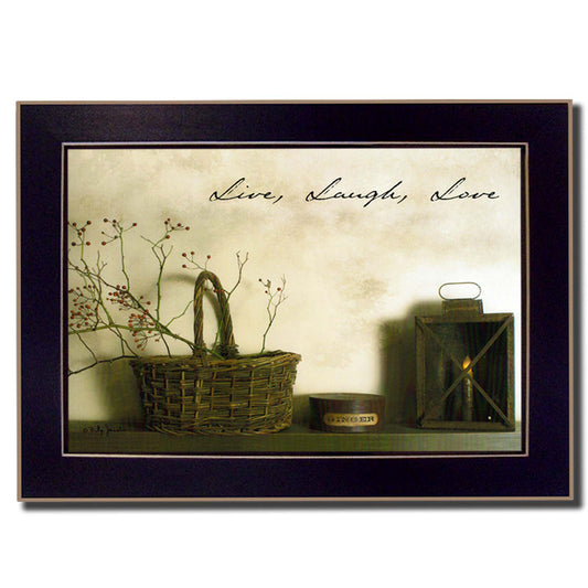 14 x 10 Inch Framed Wall Art - 'Live, Laugh and Love' Quote Poster, MDF Frame, Ready to Hang, Multicolor