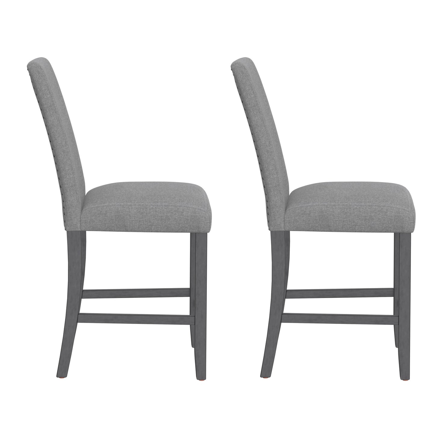 Zeph Gray Upholstered Barstools, Set of 2