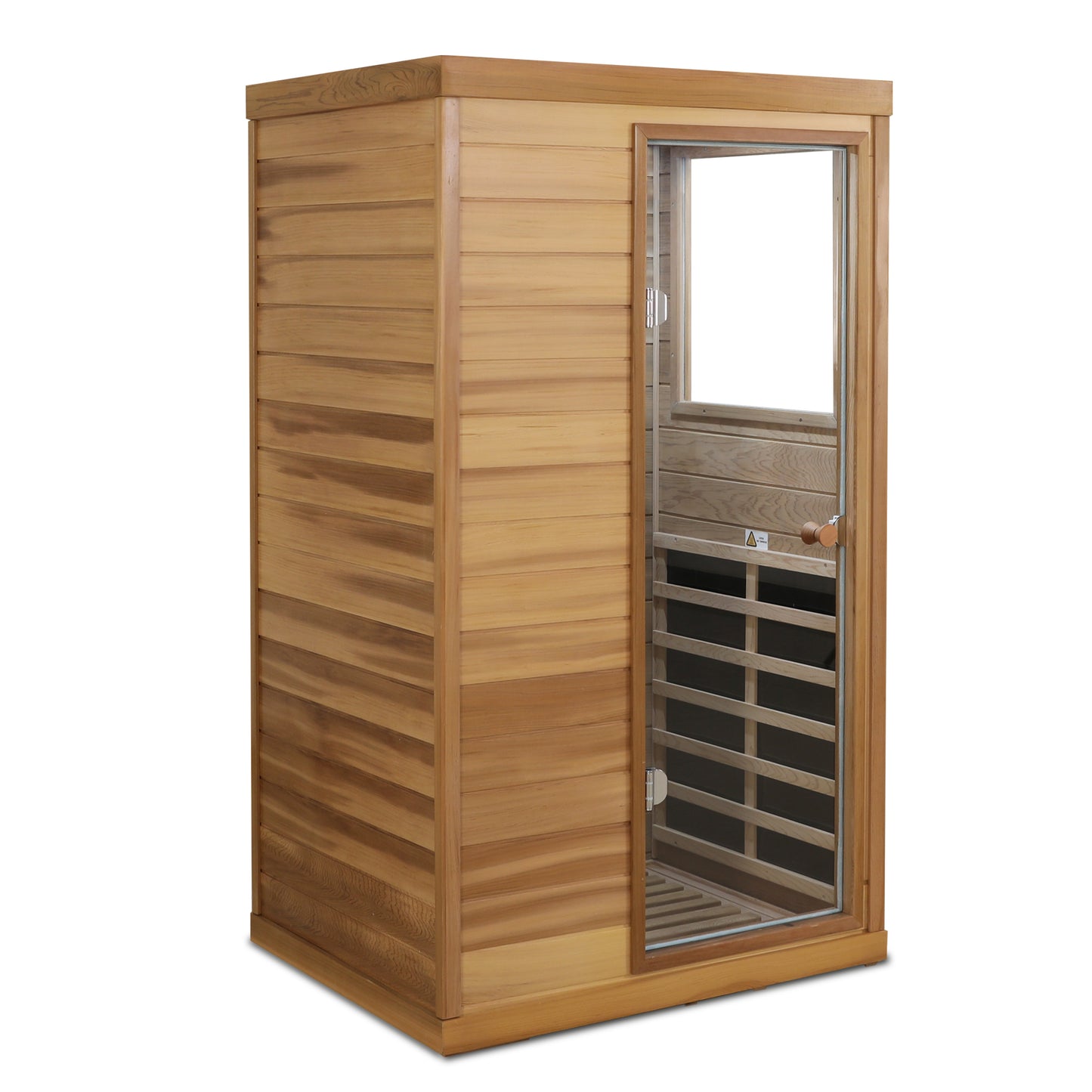 One-Person Indoor Far Infrared Sauna with Glass Door, Right Entry, 6 Heating Panels Caramel