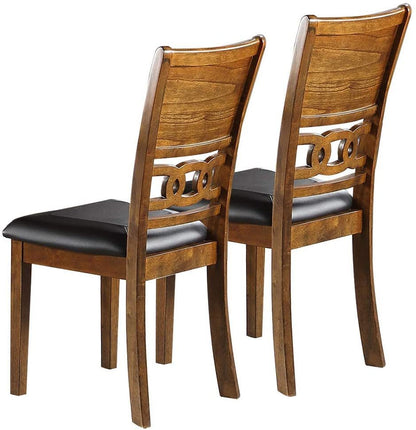 Set of 2 Cushioned Dining Room Side Chairs with Knot-Back, 18x22.5x38, Rubberwood MDF, Walnut Finish