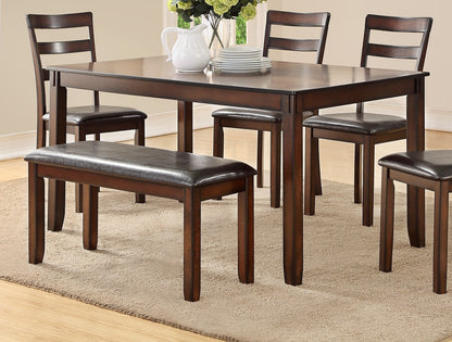 60 Inch Rectangular Dining Set Chairs And Bench Espresso