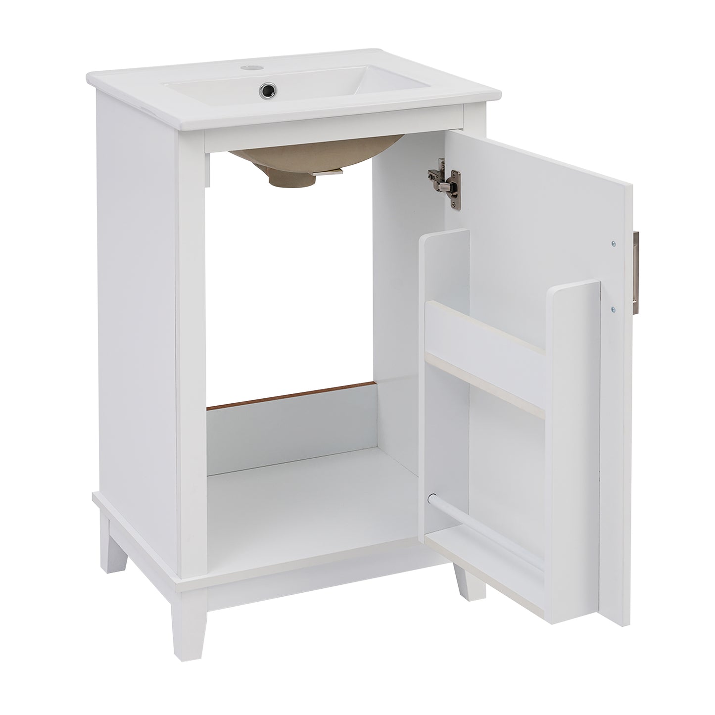Compact 20-Inch Contemporary Bathroom Vanity with Ceramic Sink and Soft-Close Door