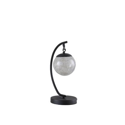 14-Inch Pendulum Table Lamp with Multi-Colored LED Glass Orb, USB Port, Metal Base, 3.5W LED Black