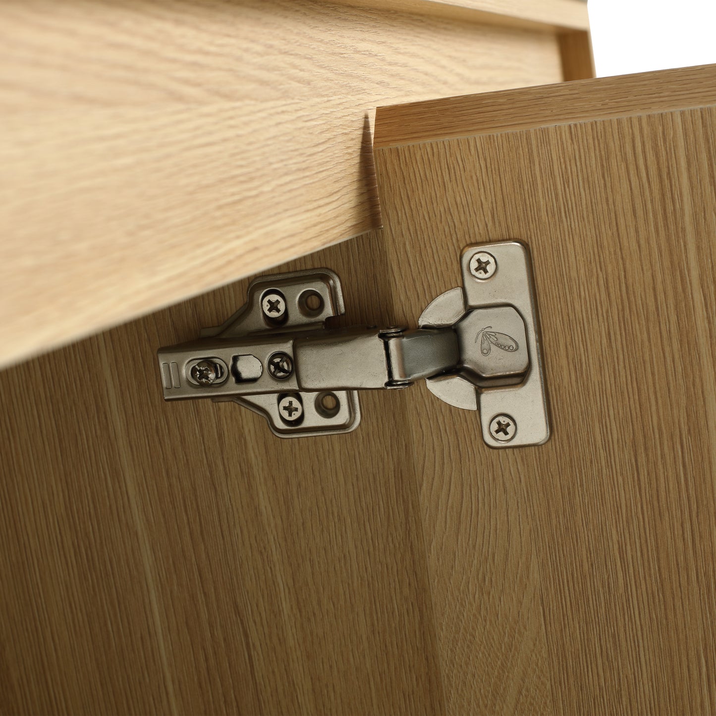 Modern Oak 48" Bathroom Vanity Set with Single Resin Sink and 3-Door Storage Cabinet