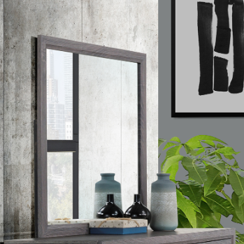 Contemporary Foil Grey Dresser Mirror