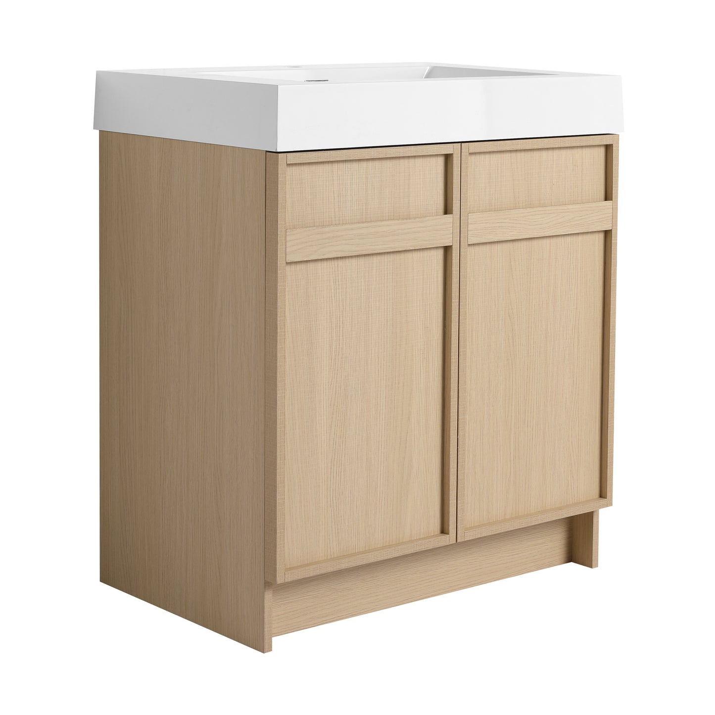 30-Inch Modern Freestanding Bathroom Vanity with Soft-Close Doors and Integrated Resin Sink
