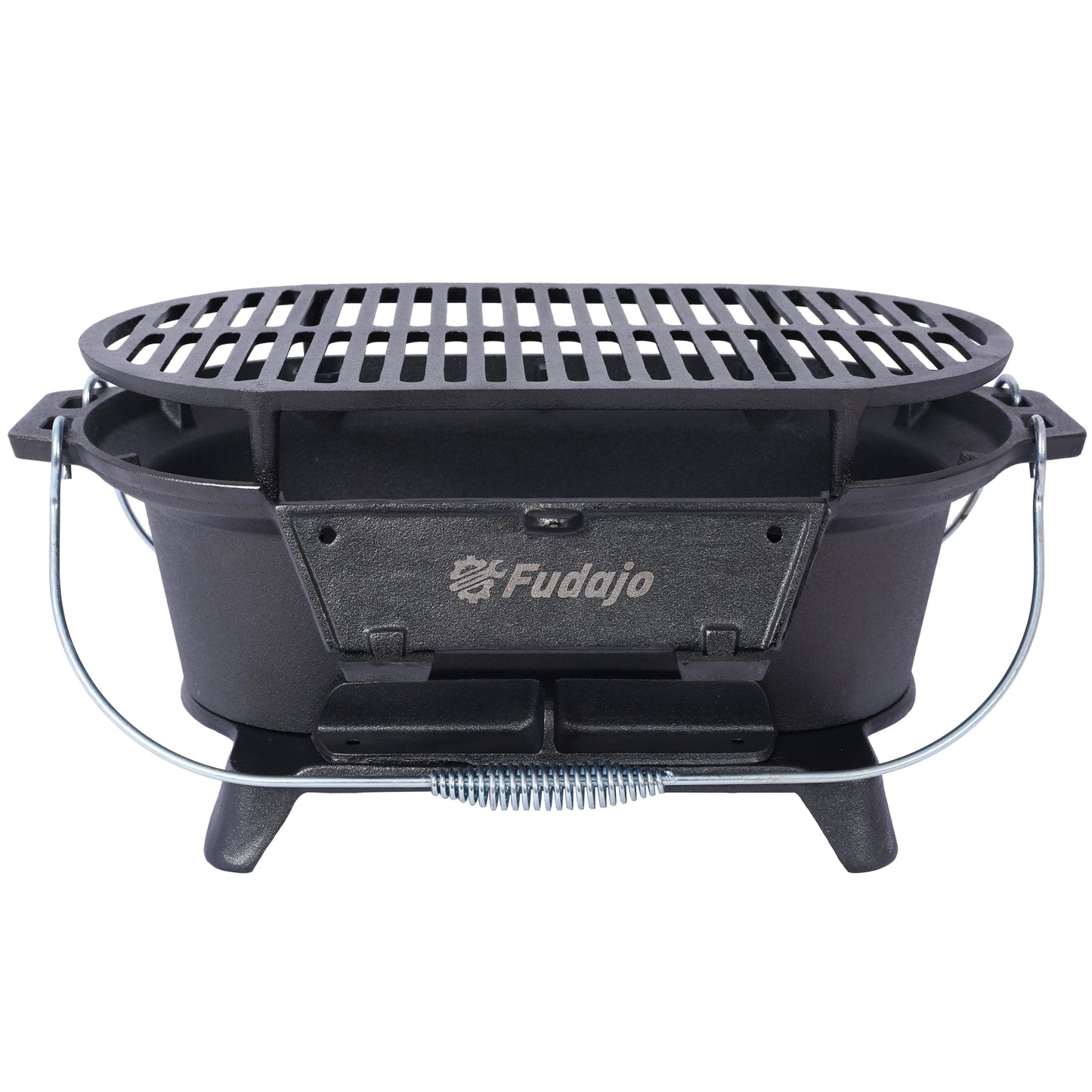 Oval Cast Iron Grill Outdoor Portable Charcoal Grill And Tabletop Skillet 100 Percent Cast Iron Black