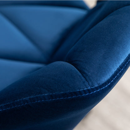 Blue Velvet Diamond Tufted Adjustable Swivel Office Chair