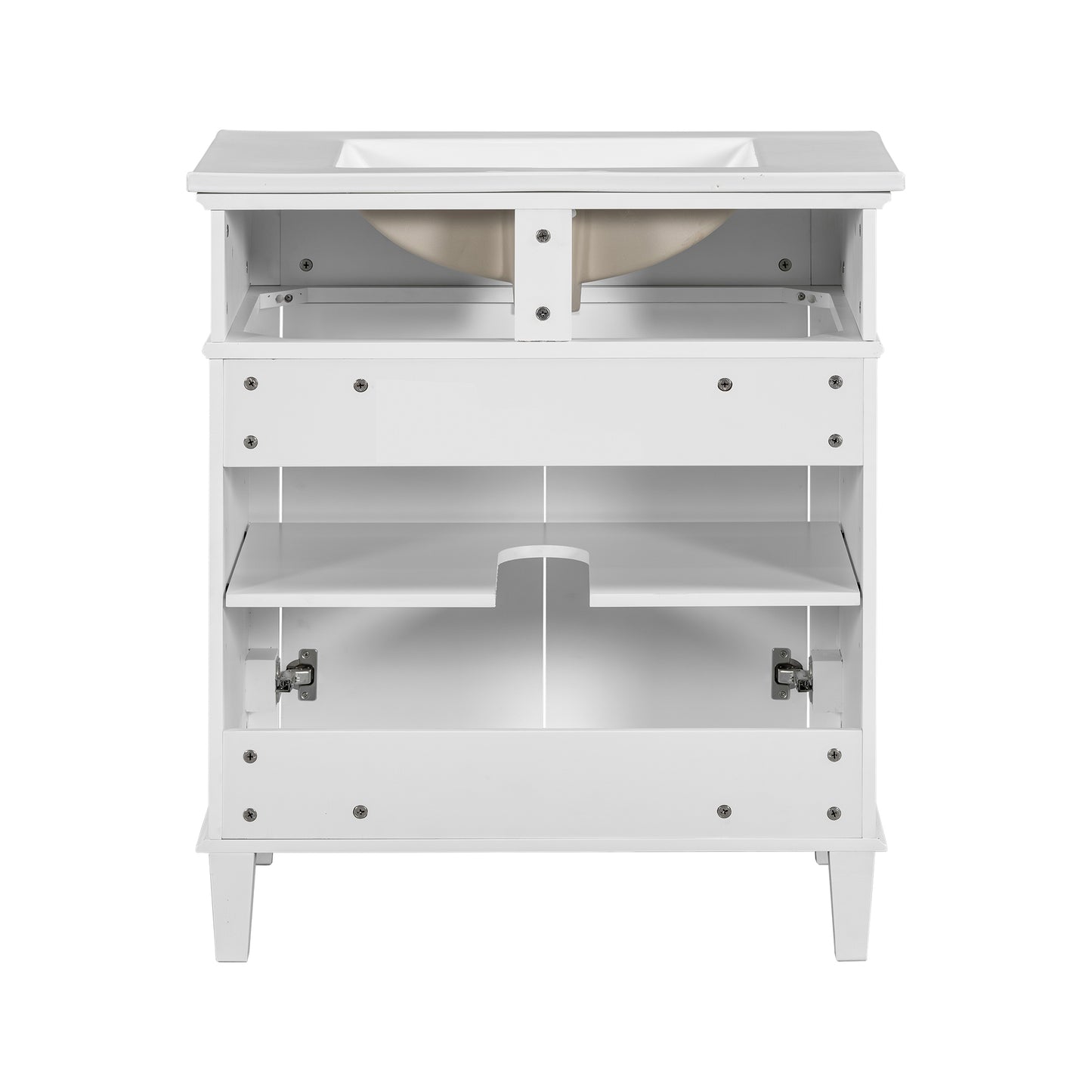 Stylish 30-Inch Bathroom Vanity with Elegant Ceramic Sink, Soft Close Doors, and Adjustable Storage Shelves