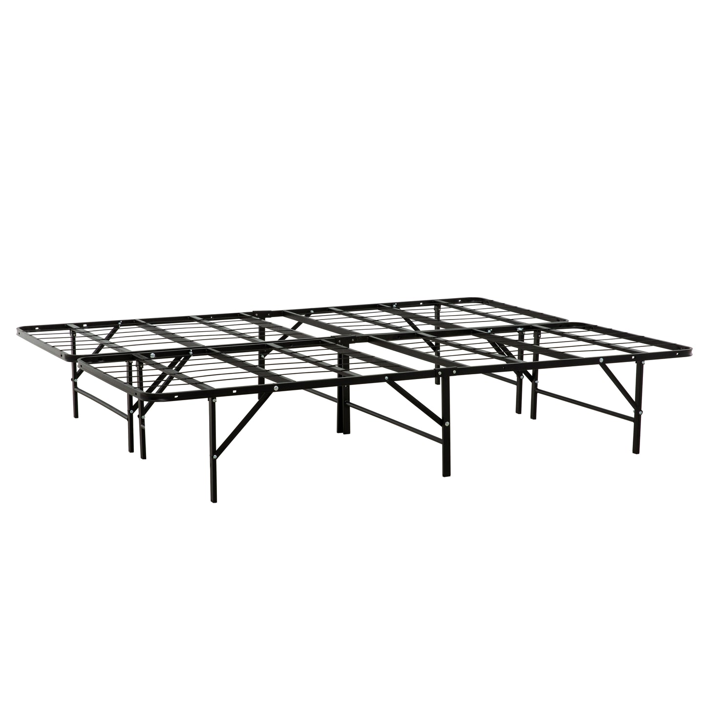 King Metal Platform Bed Frame with Slats - Industrial Style Mattress Foundation, No Box Spring, Black
