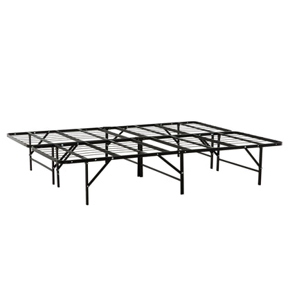 King Metal Platform Bed Frame with Slats - Industrial Style Mattress Foundation, No Box Spring, Black