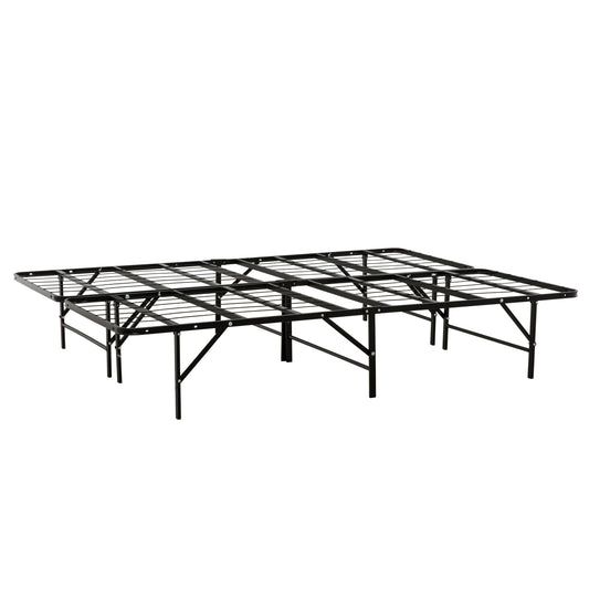 King Metal Platform Bed Frame with Slats - Industrial Style Mattress Foundation, No Box Spring, Black