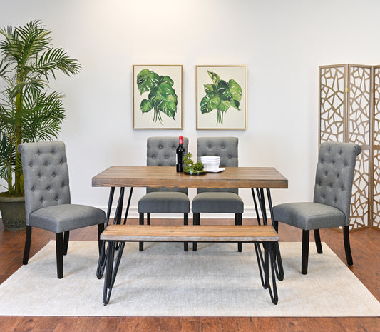 Six Piece Dining Set With Hairpin Table Color Options