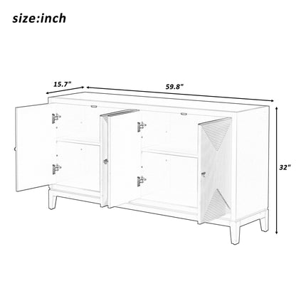 U_STYLE Sleek Storage Cabinet Sideboard Buffet with Vertical Line Design,Suitable for Study,Entrance and Living Room