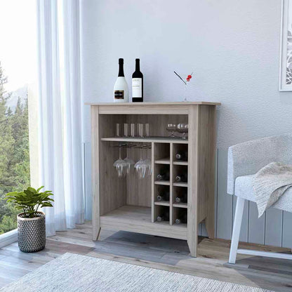 Wine Storage Cabinet With Open Shelf And Cubbies Light Gray