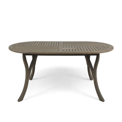 Acacia Wood Outdoor Dining Table 70 Inch Grey Finish