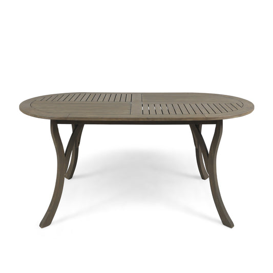 Acacia Wood Outdoor Dining Table 70 Inch Grey Finish