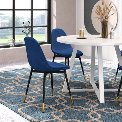Round Dining Set With Trestle Table And Four Chairs Blue