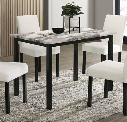 Modern 5-Piece Dining Set Chairs Faux Marble Table White