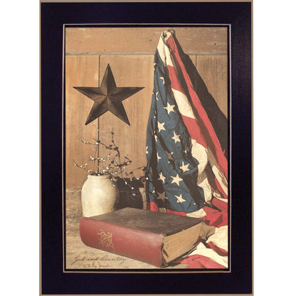 Printed Wall Art: God and Country, 14 x 10 in Ready-to-Hang Framed Poster on MDF Multicolor