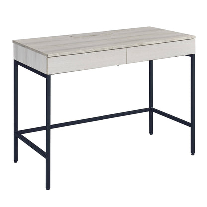 Rustic Modern Two-Drawer Writing Desk in Natural and Black Finish