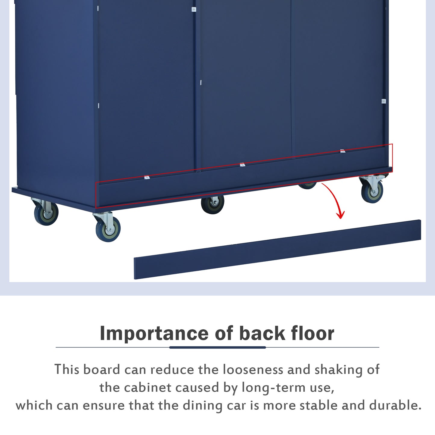 Versatile Rolling Kitchen Cart with Drop Leaf - Sturdy Solid Wood Top, Locking Wheels & Ample Storage (Dark Blue)