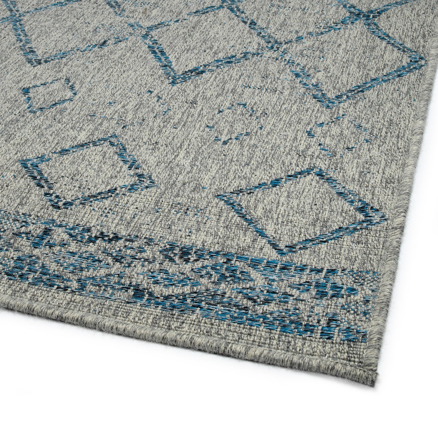 Rectangle Area Rug 5'3" x 7'6", Polypropylene Indoor/Outdoor, High-Low Cut & Loop, Modern Geometric Grey