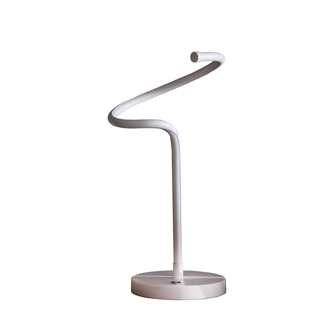 19-Inch LED Curvilinear S-Curve Tube Table Lamp, Dimmable 12W, 850 Lumens, 3100K, UL Listed, Matte White