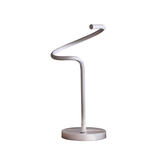 19-Inch LED Curvilinear S-Curve Tube Table Lamp, Dimmable 12W, 850 Lumens, 3100K, UL Listed, Matte White