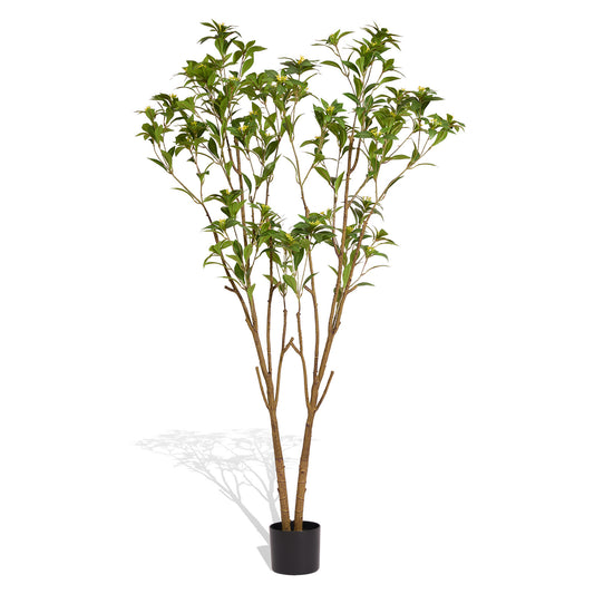 Artificial Citrus Tree, 5.2 ft Indoor Plant with Lifelike Leaves, UV-Resistant Plastic, 1pc Set Green